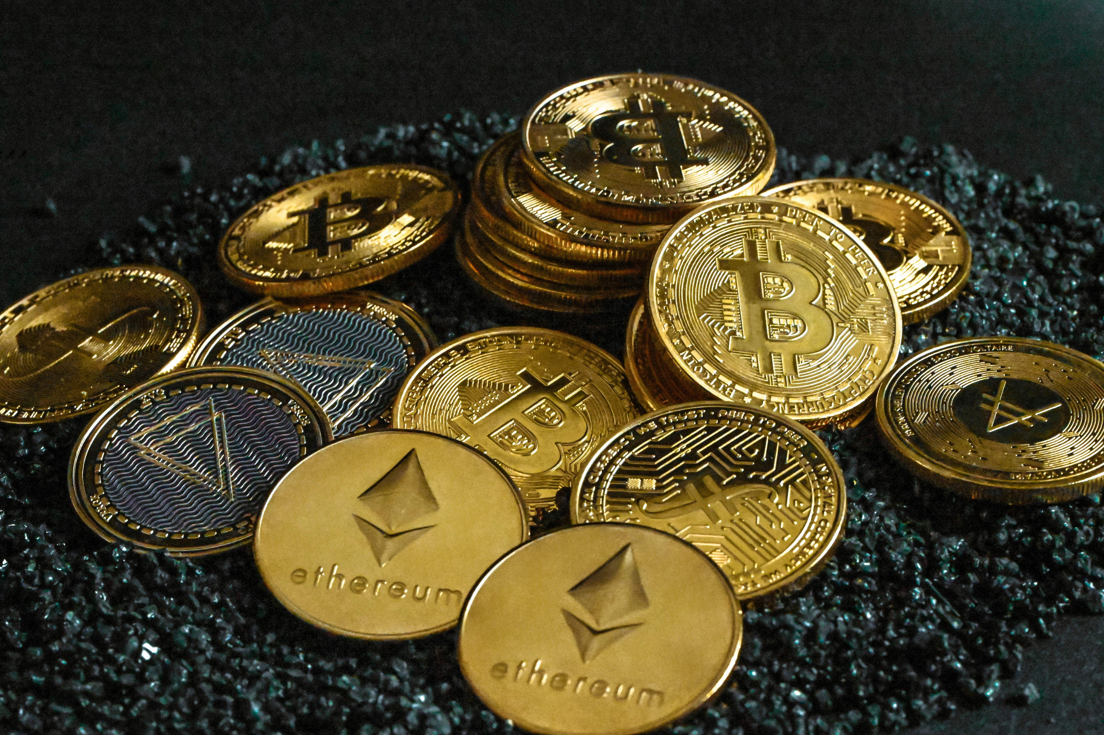 Crypto coins representing digital currency innovation
